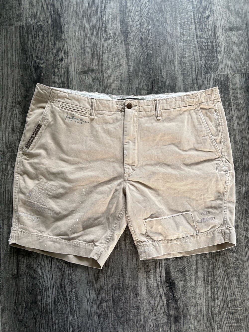 Polo Ralph Lauren Straight Fit Chino Shorts Factory Distressed Khaki Size 42